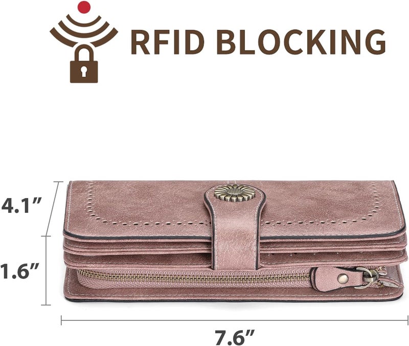 SENDEFN Wallets for Women Leather Credit Card Holder with RFID Blocking Large Capacity Wristlet | with RFID Blocking, Large Capacity, Wristlet, with RFID Blocking, Large Capacity, Wristlet - Image 4